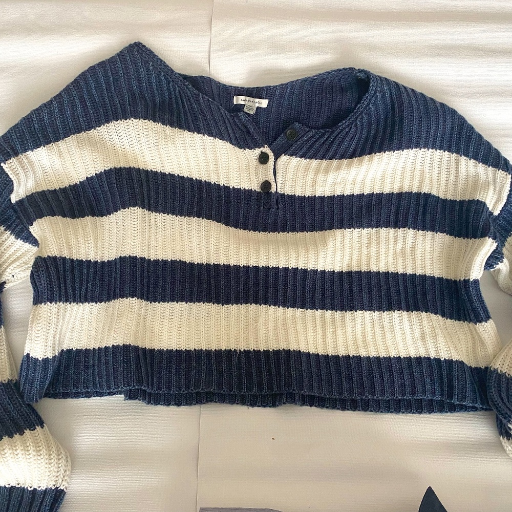 American Eagle Cropped Striped Sweater